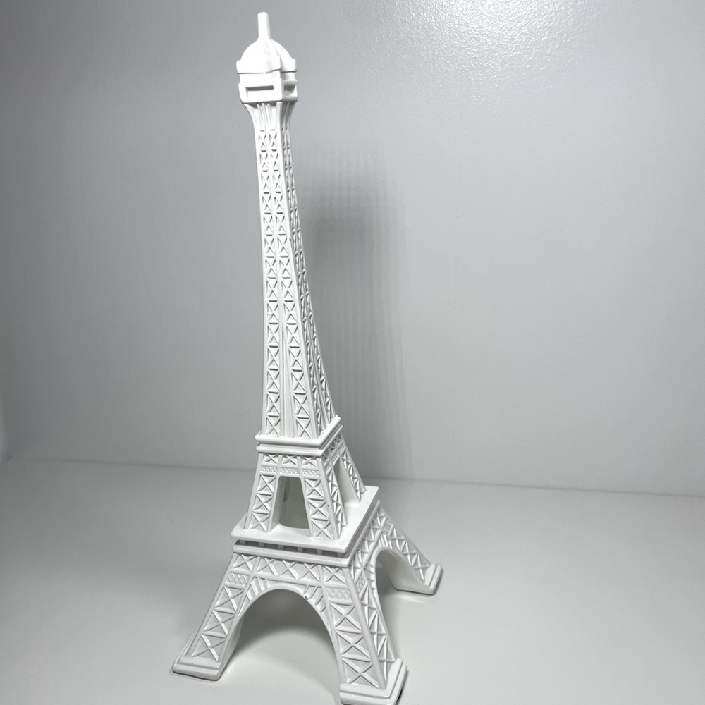 Eiffel Tower sculpture 15” inches white.